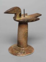 Y JOHN MALTBY (1936-2000) - a brown glazed stoneware stylised bird pricket candlestick,