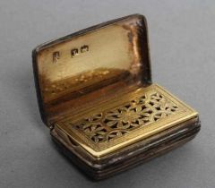 A LATE GEORGE III SILVER VINAIGRETTE, maker Phipps, Robinson & Phipps, London 1814, of reeded