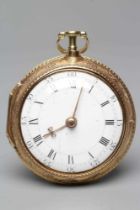 A GEORGE III SCOTTISH SILVER GILT PAIR CASED POCKET WATCH, the white enamel dial with black Roman