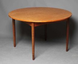 W. F. CLAUSEN FOR BRANDE MOBELFABRIK DENMARK, A TEAK EXTENDING DINING TABLE of D end form with two