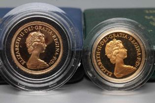 AN ELIZABETH II PROOF SOVEREIGN, 1980 and another sovereign 1979, both in capsules and cased (Est.