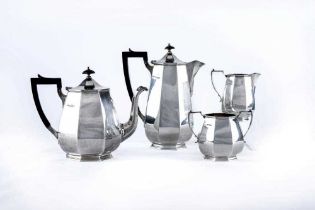 A FOUR PIECE SILVER TEA AND COFFEE SERVICE, maker J. Davis & Son, Sheffield 1935, (jubilee mark), of