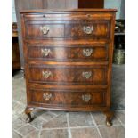 A Victorian mahogany bow fronted chest of four drawers with brushing slide. 83 h x 63 w x 42cm d.