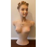 Advertising - Mid century Plaster ' Lube Paris ' Shop Display Head and Half Torso Mannequin of a