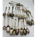 Hallmarked silver spoons to include 5 x Peter and William Bateman 1805, 18th and 19th C. 24 in