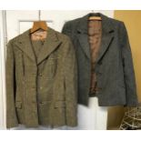 A 1940’s tweed jacket and skirt suit together with a 1940's tweed jacket. Jacket/skirt : jacket