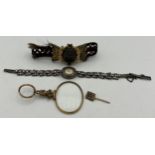 Jewellery to include Victorian hair bracelet, stickpin with hair, silver and marcasite ladies