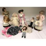 A collection of 5 Danbury Mint dolls to include Sleepy little sailor by Judy Belle, Milk and cookies