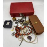 Vintage costume jewellery and jewellery boxes.