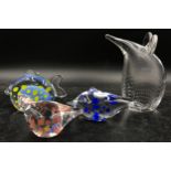 Three Zoo Caithness glass animals to include "Bob The Fish", "Speckle the Hen", "Splish The Small