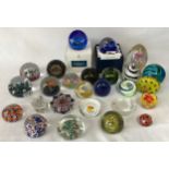 A quantity of paper weights to include six Caithness, one Kenleys and various others.