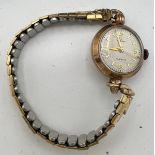 A 9 carat Elmo gold ladies wristwatch on an expanding rolled gold strap.