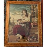 A 19thC Crossley mosaic depicting mother and child.57 x 45 cm including frame.