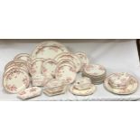 A 19thC Wedgwood Clematis pattern part dinner service comprising 3 graduating meat plates, largest