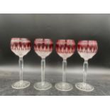 Waterford Clarendon ruby hock boxed pair of glasses x2 20cm h.