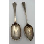 Two silver spoons, Thomas Holland 1705-15 and Peter and Ann Bateman 1796.