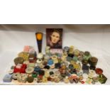 A collection of vintage vanity powder puffs and powder boxes of face and dusting to include some