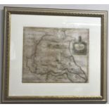 Robert Morden (British c.1650-1703): 'The East Riding of Yorkshire' engraved map with hand colouring