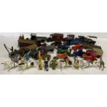 Eleven Britains Ltd circus figures and animals with a quantity of other model tractors, trucks and