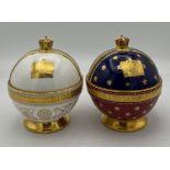 Two Minton limited edition commemorative Coronation orbs, by John Wadsworth to commemorate the