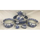 A late 19thC Mason's Ironstone wash set to include jug and bowl, 2x chamber pots, soap and