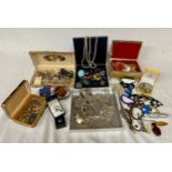 A quantity of various costume jewellery to include silver necklaces, bracelet, bangle, rings etc and