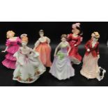 Six Royal Doulton lady figurines, comprising Sarah HN 3384, Jennifer Figure of the Year 1994 HN