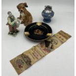 Ceramics to include Royal Doulton dog, Limoges ashtray, Wedgwood table lighter, continental figure