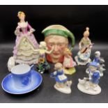 A quantity of ceramics to include Beswick Toby jug 372 Scrooge, Old Tupton ware x 2 lady