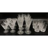 A set of six Waterford "Tramore" white wine glasses 16cm h along with a set of six "Harbridge"