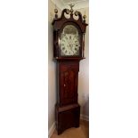 An 8 day longcase mahogany clock with painted face, seconds dial and aperture dial by T. Kirk of