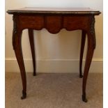 A 19thC parquetry ladies dressing table with ormolu mounts made by and stamped Lamb of Manchester.