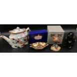 Masons Ironstone Teapot 16cm h, Murano glass rabbit, Royal Crown Derby oval pin tray 13.5cm w and
