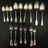 A quantity of 19thC hallmarked silver spoons and forks, various makers and dates to include London