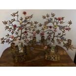 A pair of ormolu candelabra mounted with Meissen figures and flowers. 40cm h.
