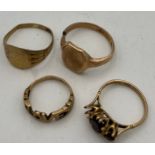Four nine carat gold rings. Total weight 12.8gm.