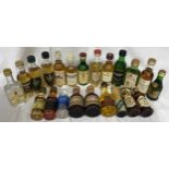 Assorted miniatures to include: Whisky (11) Grants (3) Macallan (1) and Liqueur, Rum etc - approx