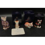 Four Royal Crown Derby paperweights comprising limited edition 'Marmalade Kitten' No 445/2500 with
