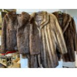 Three vintage fur coats to include a short Coney jacket (s14), and two other jackets/coats of