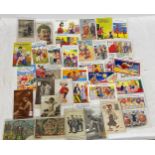 Selection of humorous and risque post cards, 37 in total.