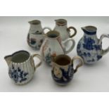 Six 19thC sparrow beak jugs to include three Chinese, two English pottery and one porcelain.