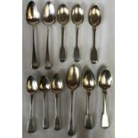 Collection of silver spoons, 3 dated 1853 maker Elizabeth Eaton, pair of spoons London 1846 maker