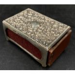 An embossed hallmarked silver match box holder. Birmingham 1906 maker Cornelius Desormeaux