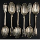 A set of six matching silver spoons hallmarked London 1856 Charles Boyton 152gms.