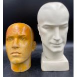 Two resin (?) men's display heads tallest 36cm h.