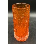 A Whitefriars orange bark effect vase 19cm h.