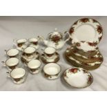 Royal Albert Old Country Roses tea service and part dinner service. Tea service comprising teapot, 2