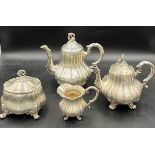 A 19th century German tea and coffee set marked sterling 925 Posen. Total weight 1643.5gm