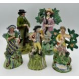Five early 19thC pottery figures to include four marked Walton. Tallest 19cm h.