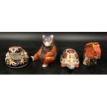 Royal Crown Derby paperweights to include Honey Bear with gold stopper, Squirrel with gold